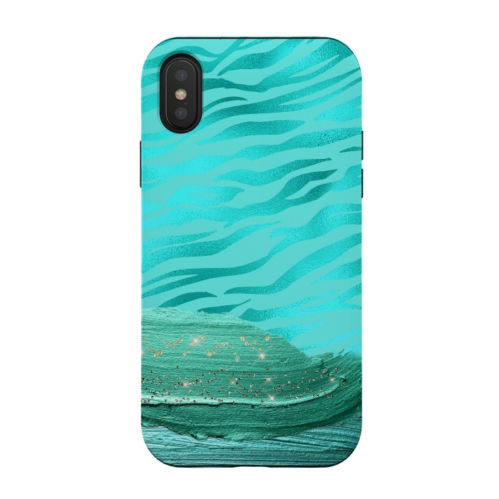 iPhone Xs / X StrongFit Turquoise Tiger skin with thick paint strokes by  Utart