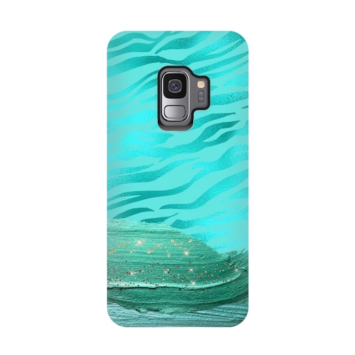 Galaxy S9 StrongFit Turquoise Tiger skin with thick paint strokes by  Utart