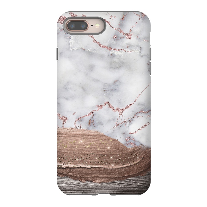 iPhone 7 plus StrongFit Blush thick paint strokes on Marble with rosegold veins by  Utart