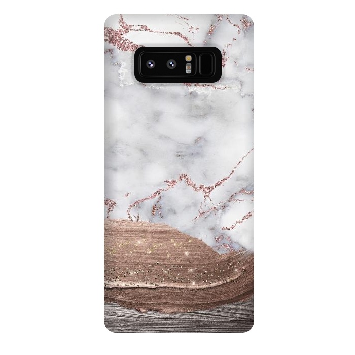Galaxy Note 8 StrongFit Blush thick paint strokes on Marble with rosegold veins by  Utart