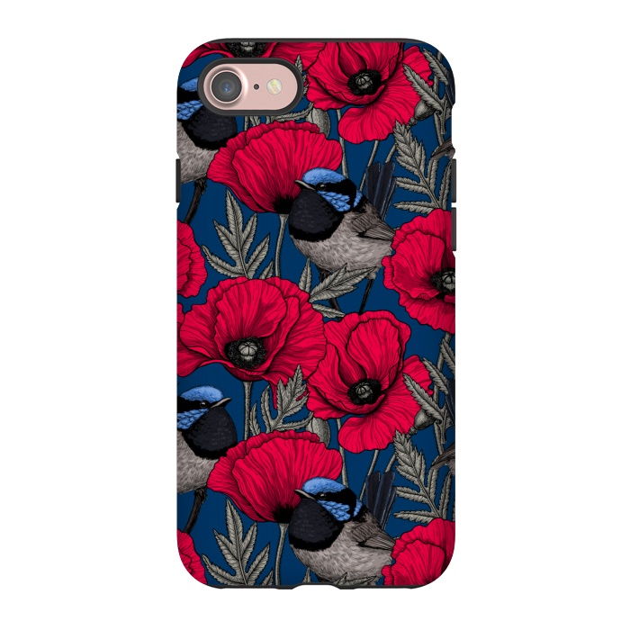 iPhone 7 StrongFit Fairy wren and poppies by Katerina Kirilova