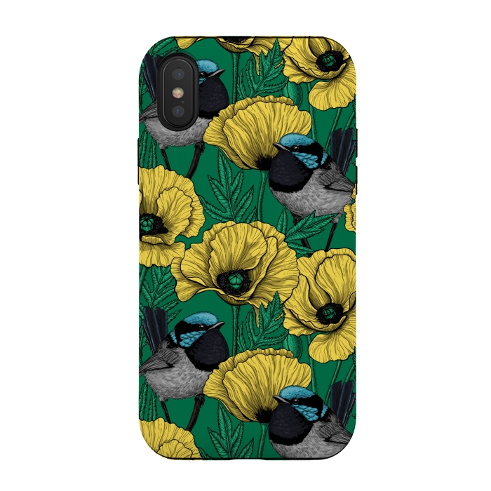 iPhone Xs / X StrongFit Fairy wren and poppies 2 by Katerina Kirilova