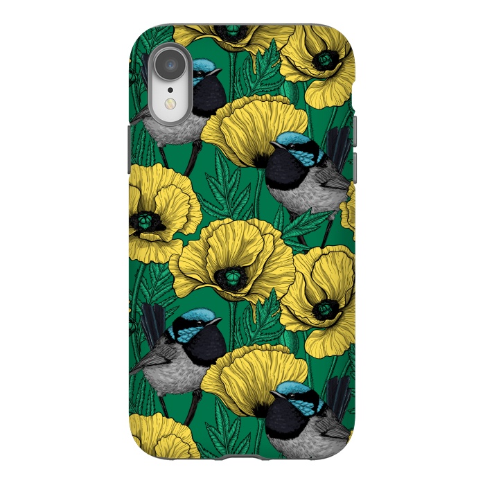 iPhone Xr StrongFit Fairy wren and poppies 2 by Katerina Kirilova