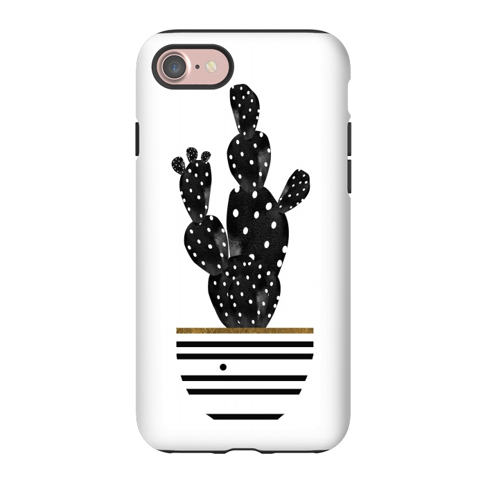 iPhone 7 StrongFit Cactus In Black  by Amaya Brydon