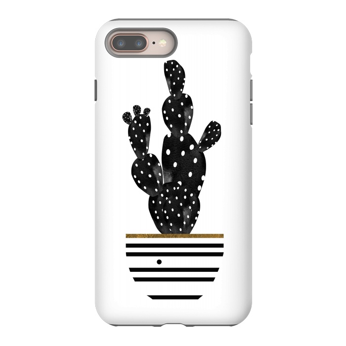 iPhone 7 plus StrongFit Cactus In Black  by Amaya Brydon
