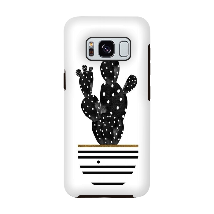 Galaxy S8 StrongFit Cactus In Black  by Amaya Brydon