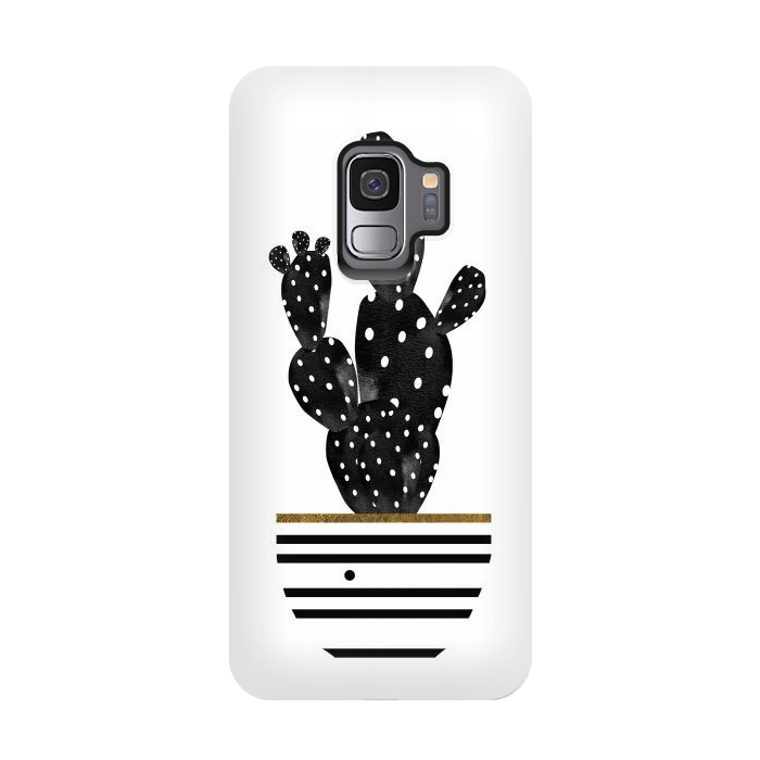 Galaxy S9 StrongFit Cactus In Black  by Amaya Brydon