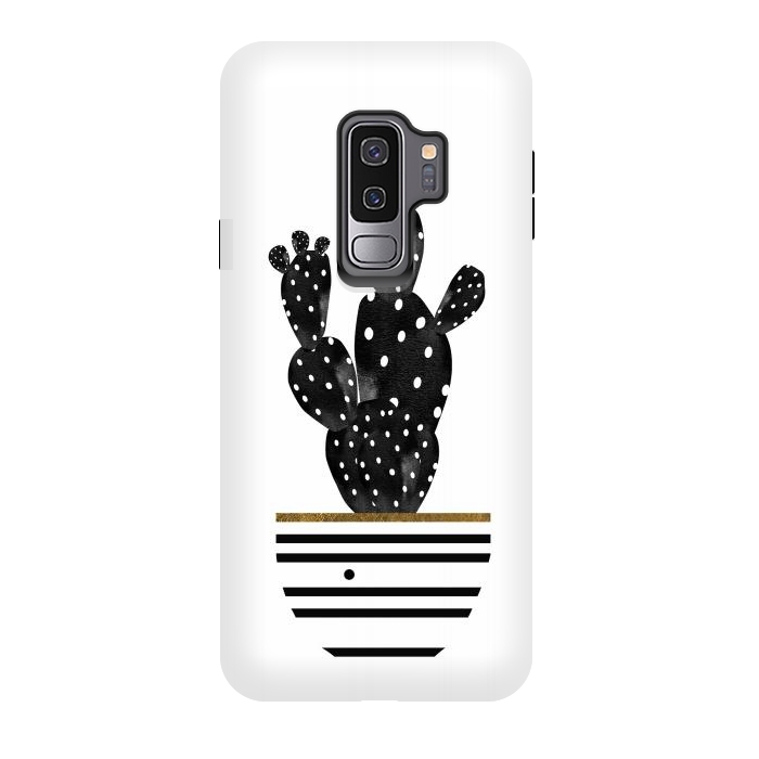 Galaxy S9 plus StrongFit Cactus In Black  by Amaya Brydon