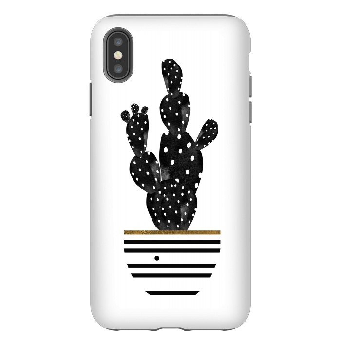 iPhone Xs Max StrongFit Cactus In Black  by Amaya Brydon