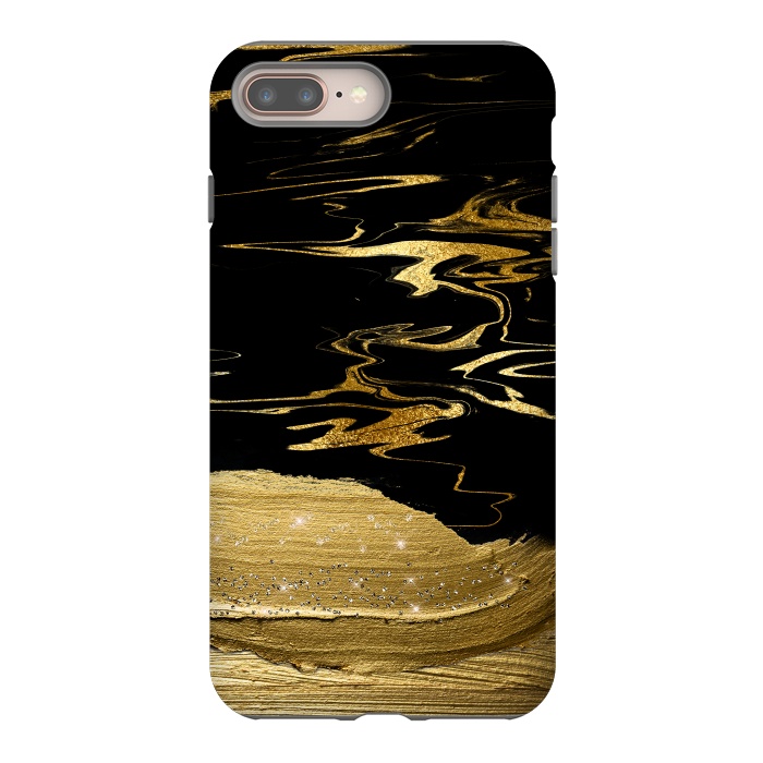 iPhone 7 plus StrongFit Gold thick hand drawn strokes on black and gold marble by  Utart