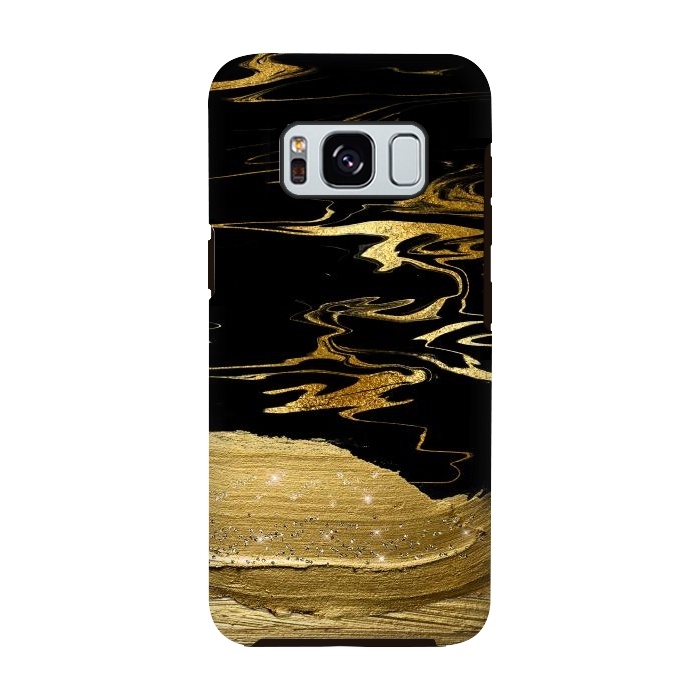 Galaxy S8 StrongFit Gold thick hand drawn strokes on black and gold marble by  Utart