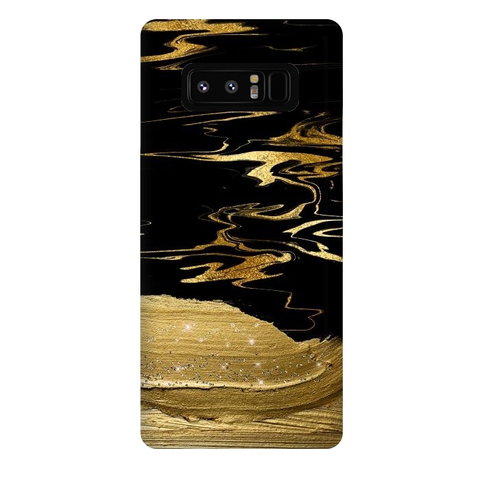 Galaxy Note 8 StrongFit Gold thick hand drawn strokes on black and gold marble by  Utart