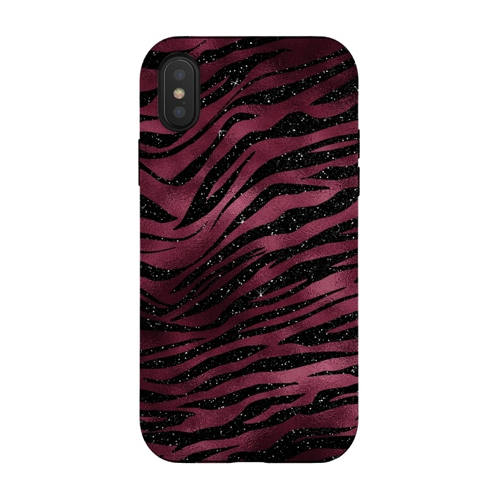 iPhone Xs / X StrongFit Bordeaux and black Tiger Skin by  Utart