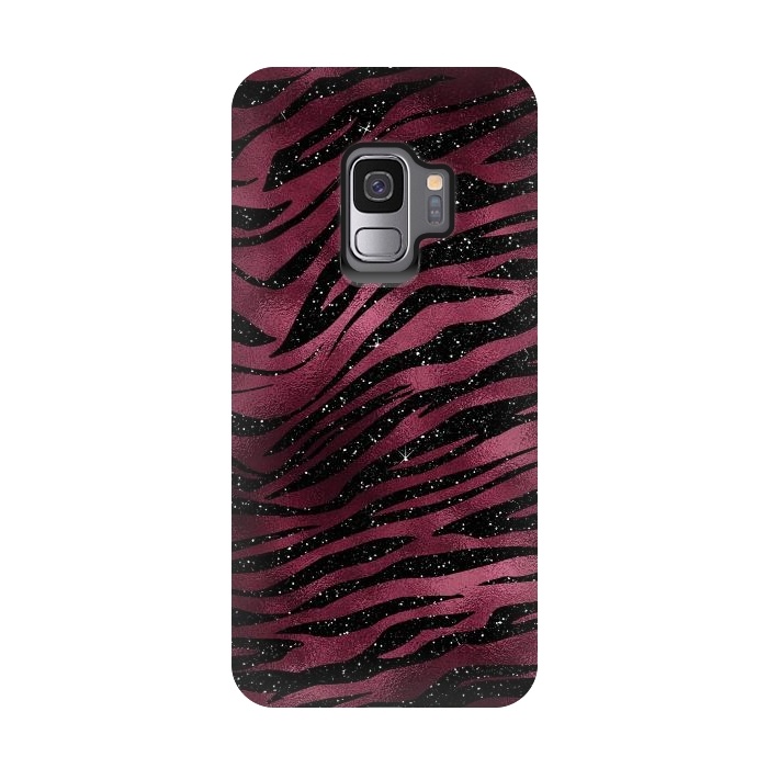 Galaxy S9 StrongFit Bordeaux and black Tiger Skin by  Utart