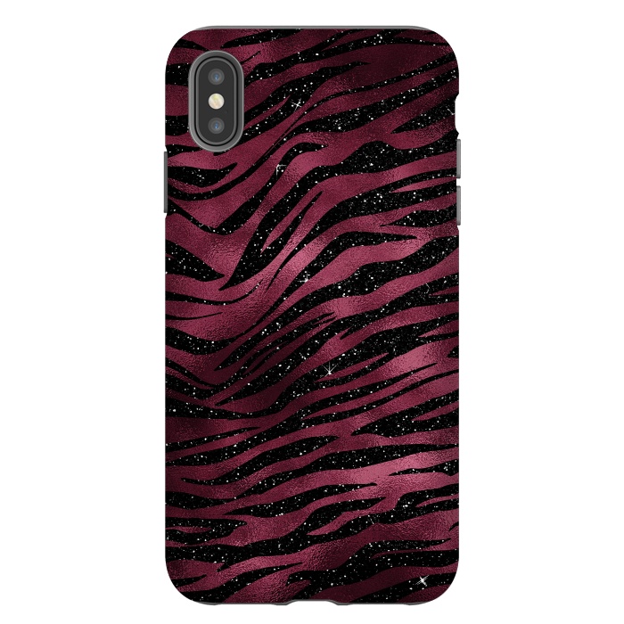 iPhone Xs Max StrongFit Bordeaux and black Tiger Skin by  Utart