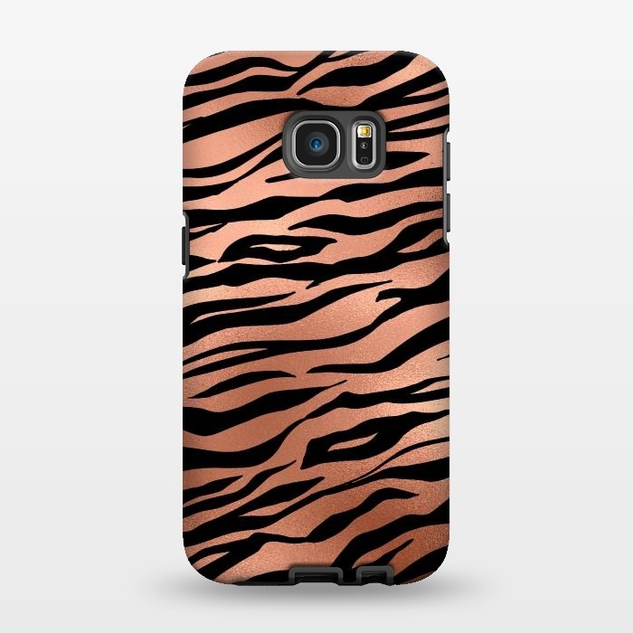 Galaxy S7 EDGE StrongFit Copper and Black Tiger Skin by  Utart
