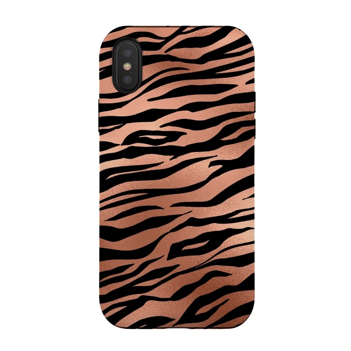 iPhone Xs / X StrongFit Copper and Black Tiger Skin by  Utart