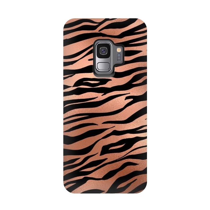 Galaxy S9 StrongFit Copper and Black Tiger Skin by  Utart