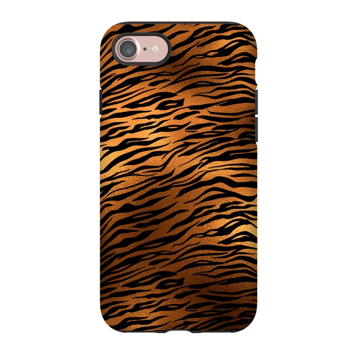 iPhone 7 StrongFit Dark Gold and Black Tiger Skin by  Utart