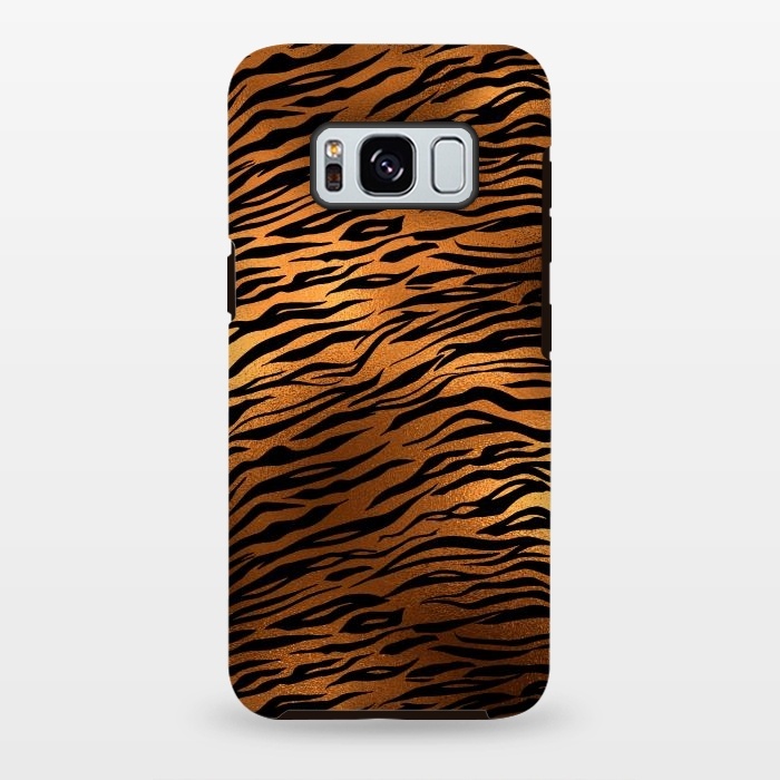 Galaxy S8 plus StrongFit Dark Gold and Black Tiger Skin by  Utart