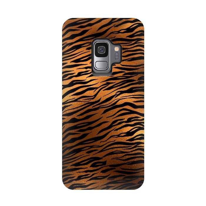 Galaxy S9 StrongFit Dark Gold and Black Tiger Skin by  Utart