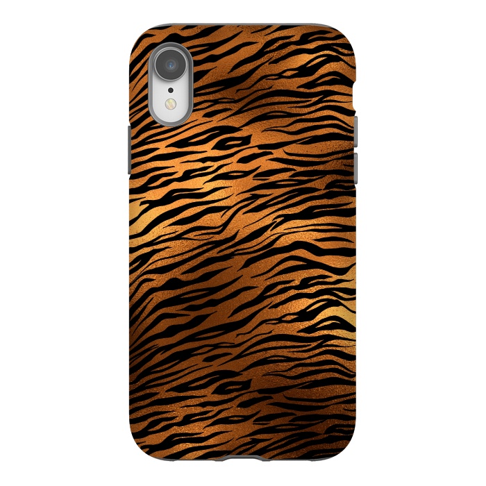 iPhone Xr StrongFit Dark Gold and Black Tiger Skin by  Utart