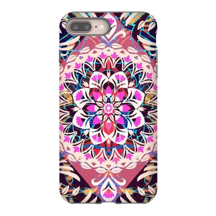 iPhone 7 plus StrongFit Vibrant pink floral ethnic mandala by Oana 