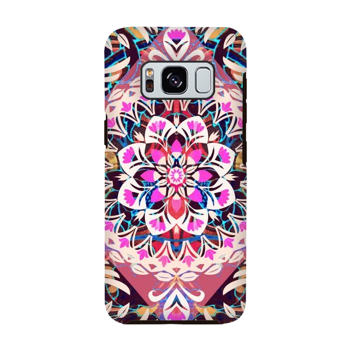 Galaxy S8 StrongFit Vibrant pink floral ethnic mandala by Oana 