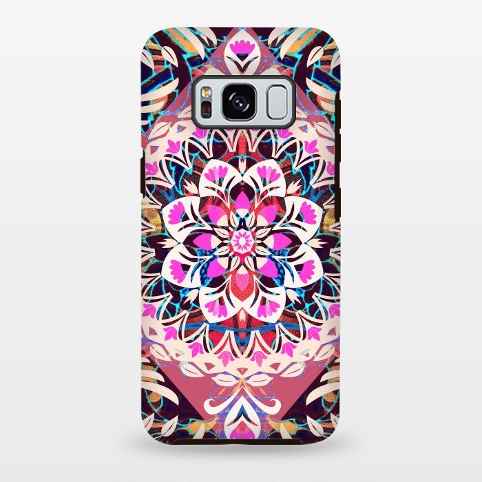 Galaxy S8 plus StrongFit Vibrant pink floral ethnic mandala by Oana 