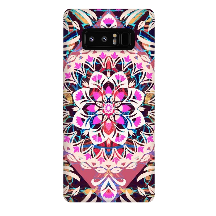 Galaxy Note 8 StrongFit Vibrant pink floral ethnic mandala by Oana 