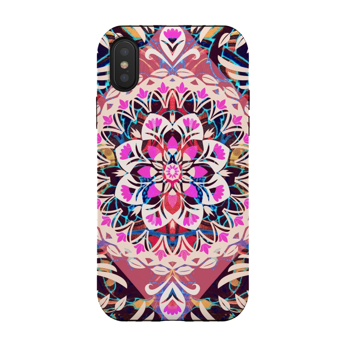 iPhone Xs / X StrongFit Vibrant pink floral ethnic mandala by Oana 