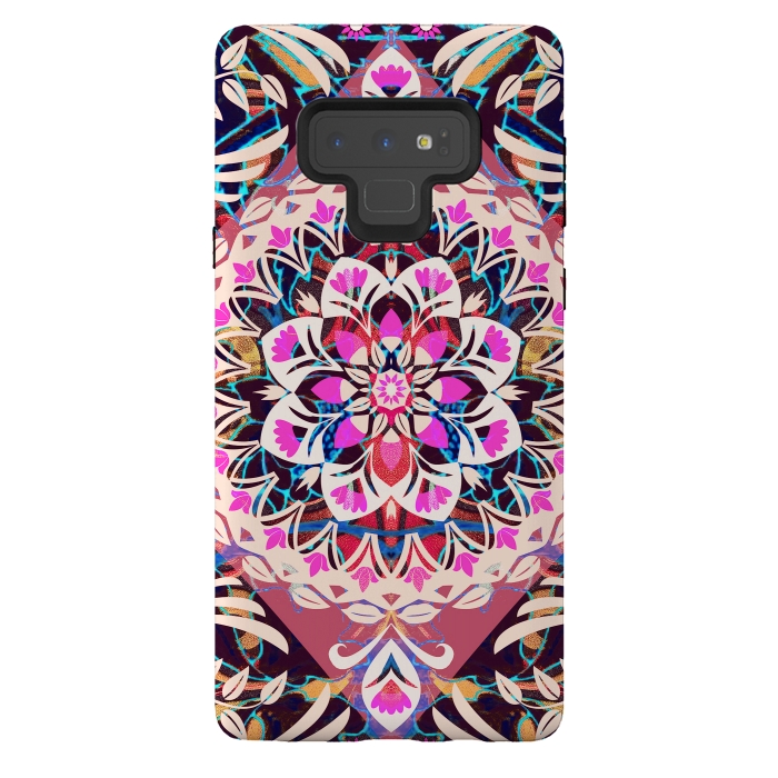 Galaxy Note 9 StrongFit Vibrant pink floral ethnic mandala by Oana 