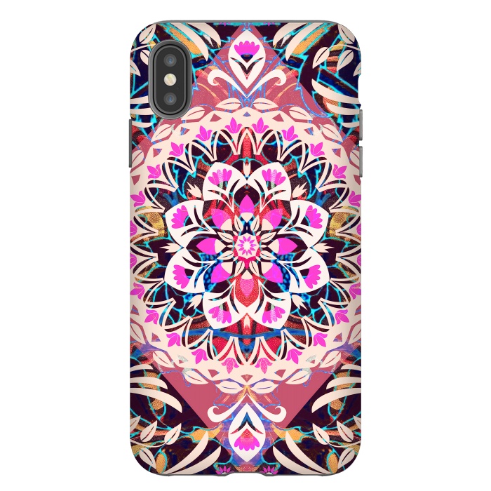 iPhone Xs Max StrongFit Vibrant pink floral ethnic mandala by Oana 