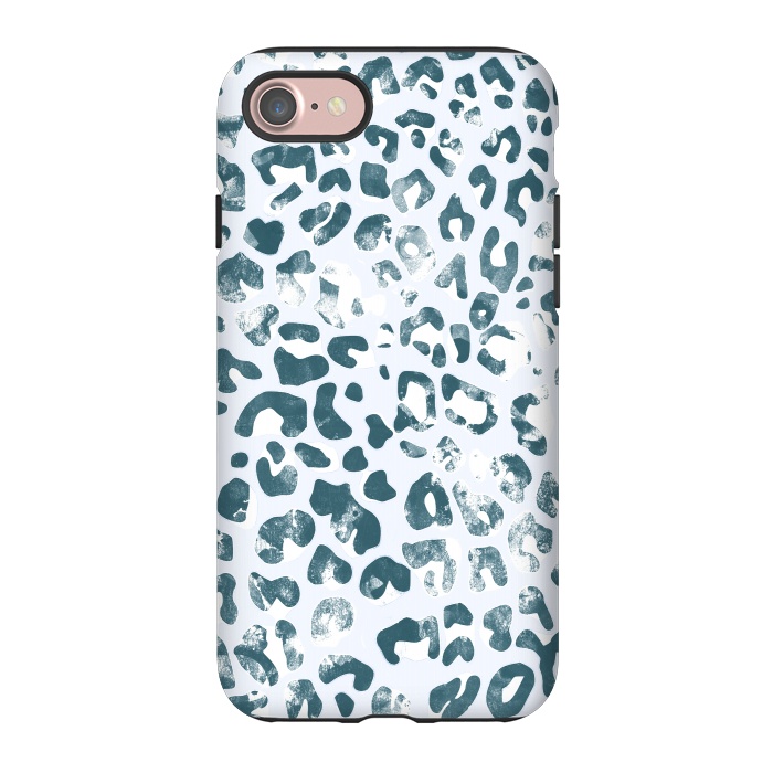iPhone 7 StrongFit textured turquoise leopard print by Oana 