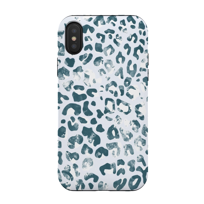 iPhone Xs / X StrongFit textured turquoise leopard print by Oana 