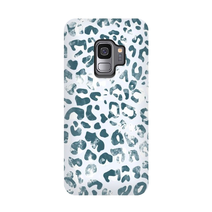 Galaxy S9 StrongFit textured turquoise leopard print by Oana 