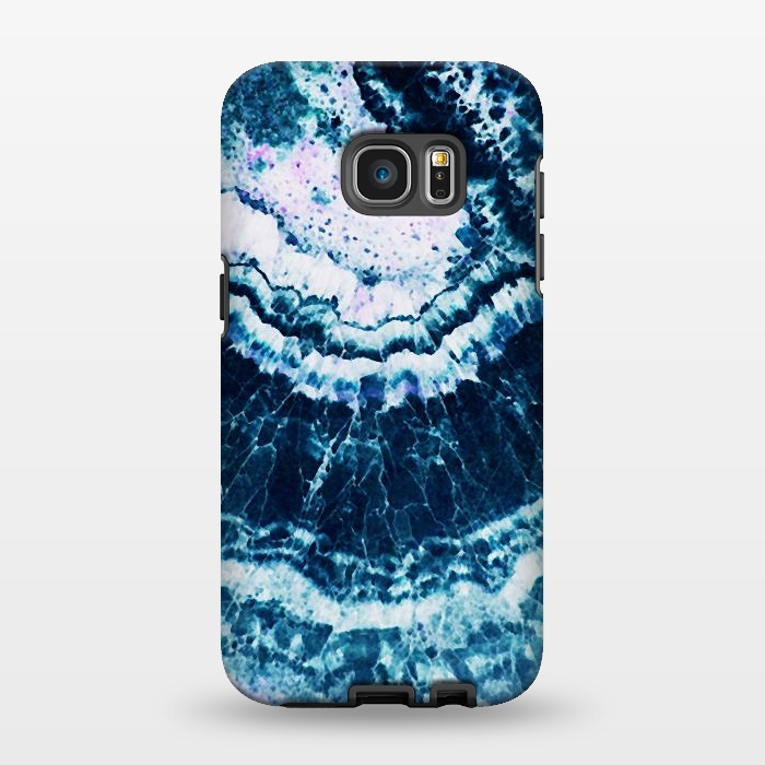 Galaxy S7 EDGE StrongFit Dark indigo blue agate marble art by Oana 