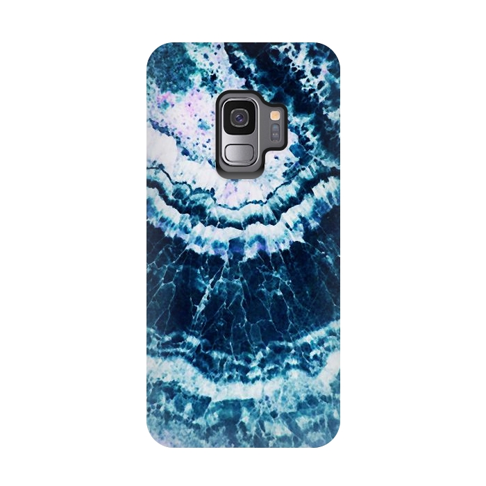 Galaxy S9 StrongFit Dark indigo blue agate marble art by Oana 