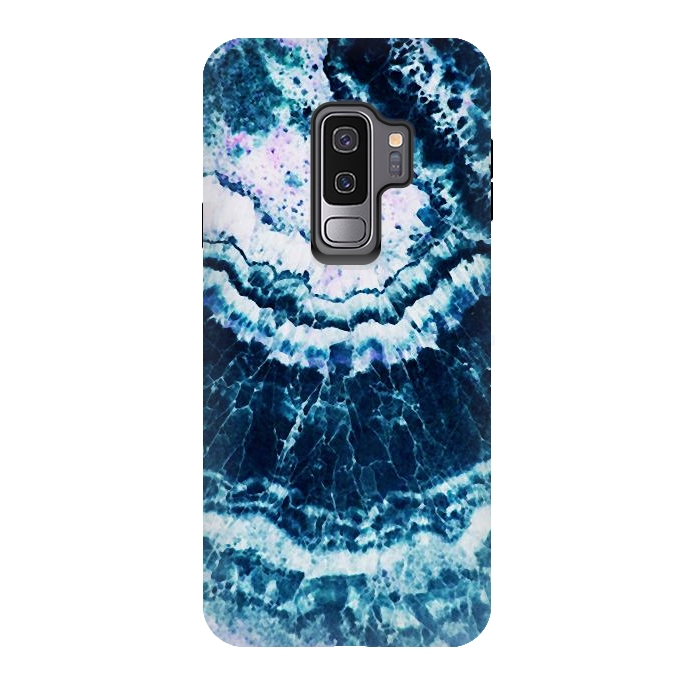 Galaxy S9 plus StrongFit Dark indigo blue agate marble art by Oana 
