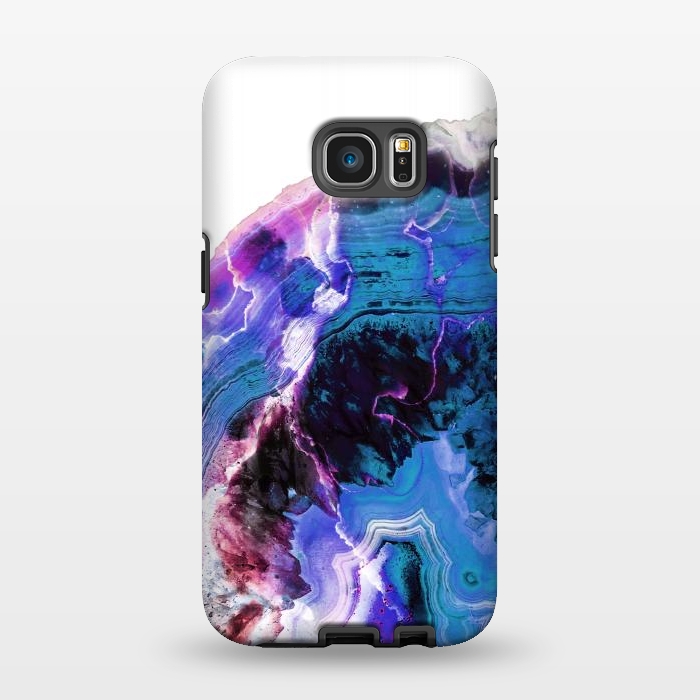 Galaxy S7 EDGE StrongFit Deep blue purple agate marble art by Oana 