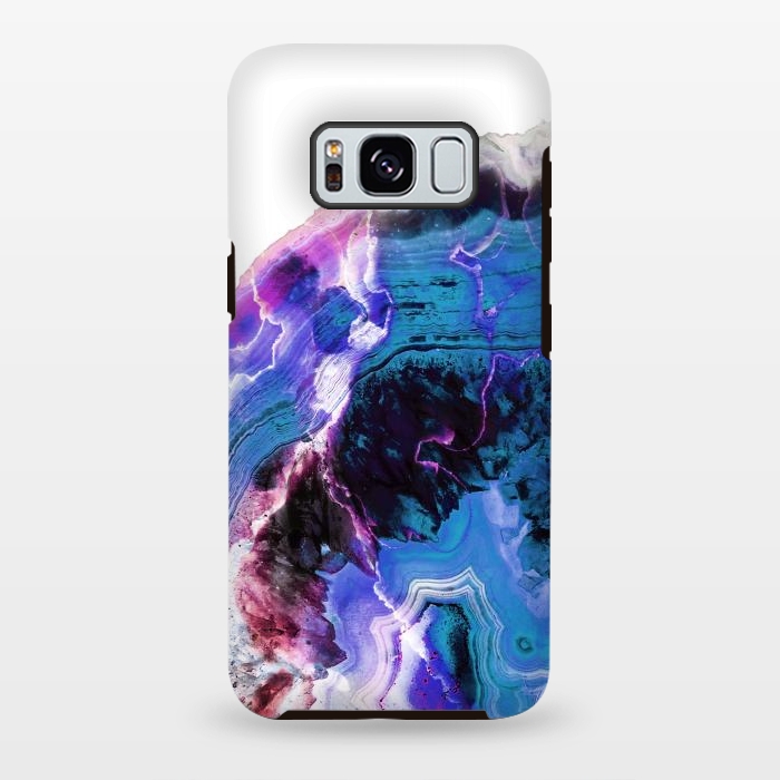 Galaxy S8 plus StrongFit Deep blue purple agate marble art by Oana 