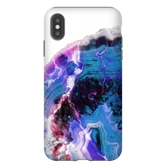 iPhone Xs Max StrongFit Deep blue purple agate marble art by Oana 