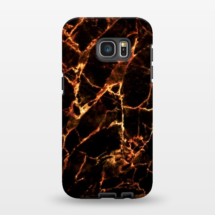 Galaxy S7 EDGE StrongFit Golden cracks marble  by Oana 