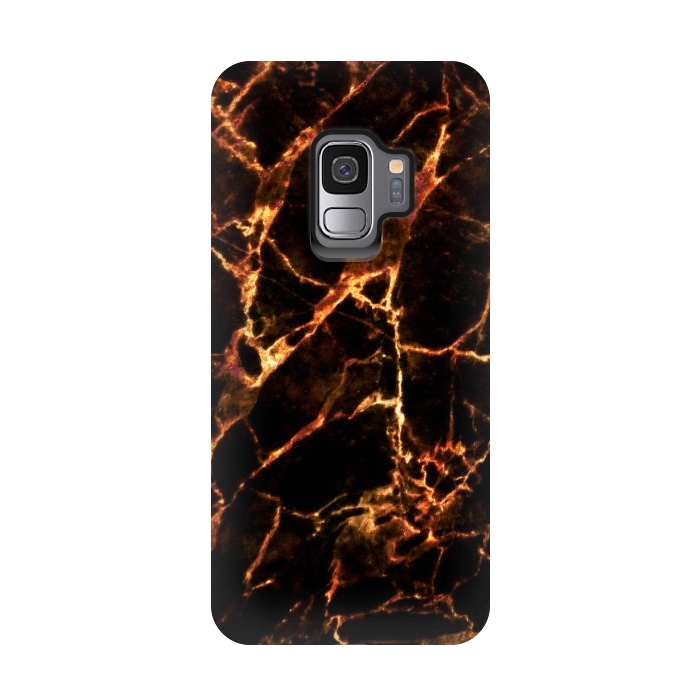 Galaxy S9 StrongFit Golden cracks marble  by Oana 