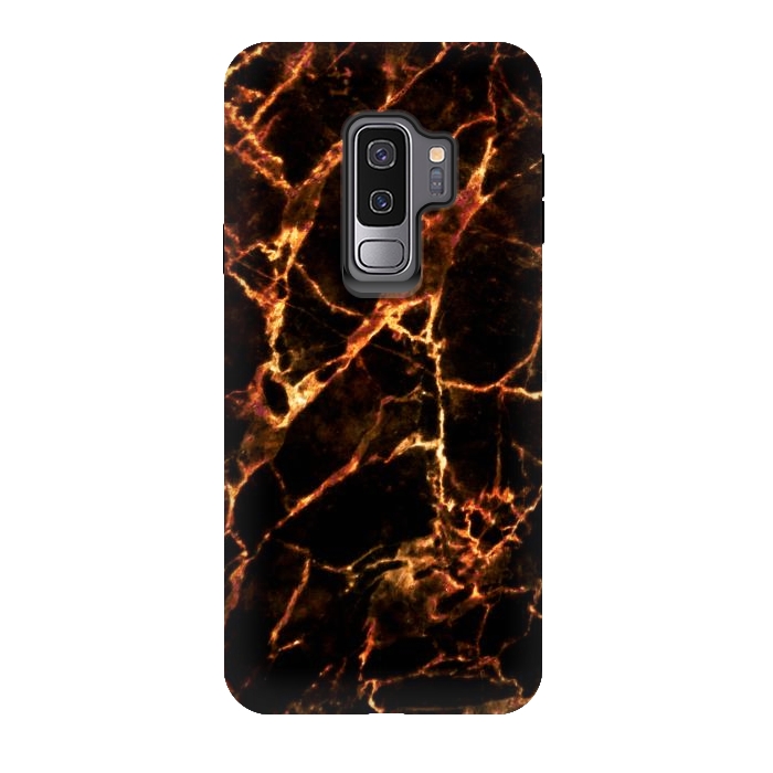 Galaxy S9 plus StrongFit Golden cracks marble  by Oana 