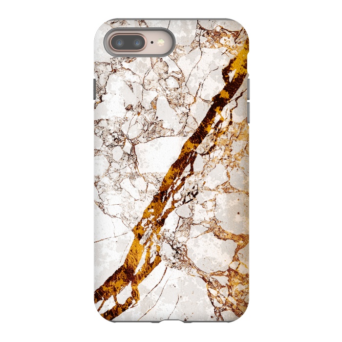 iPhone 7 plus StrongFit Golden cracks white marble digital art by Oana 