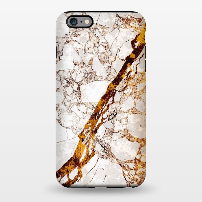 iPhone 6/6s plus StrongFit Golden cracks white marble digital art by Oana 