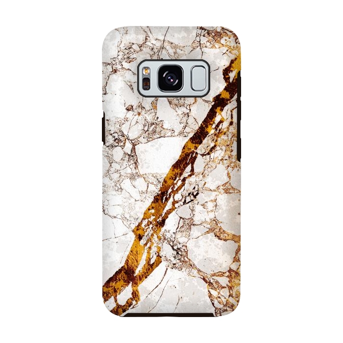 Galaxy S8 StrongFit Golden cracks white marble digital art by Oana 