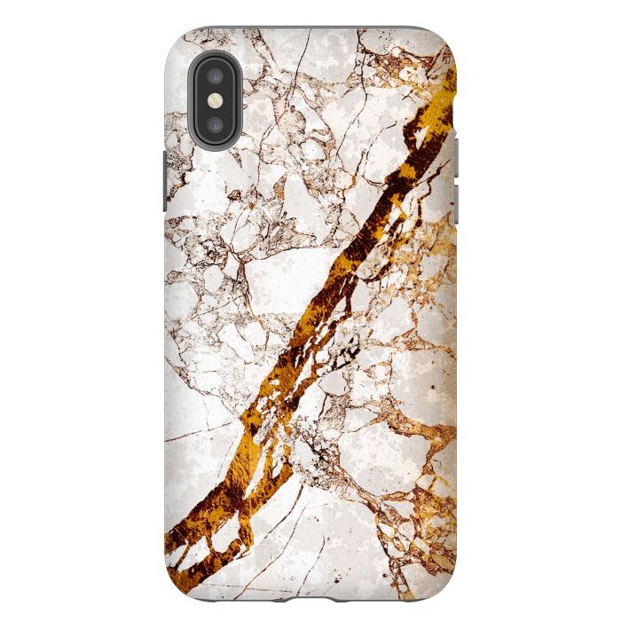 iPhone Xs Max StrongFit Golden cracks white marble digital art by Oana 
