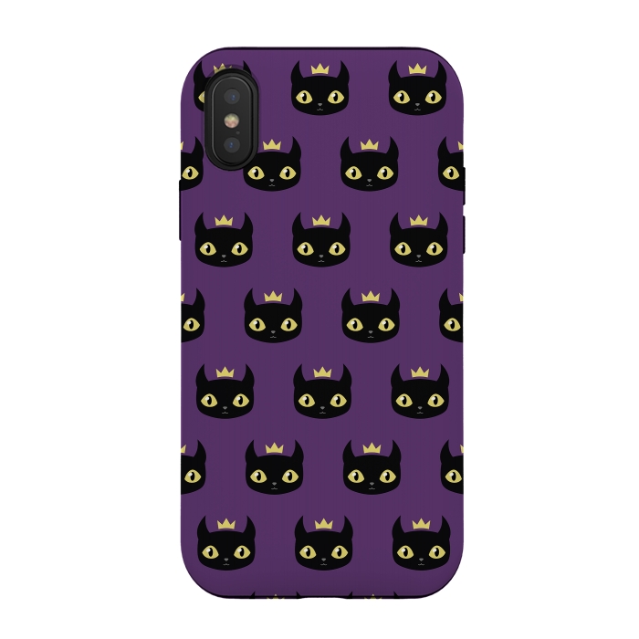 iPhone Xs / X StrongFit Black cat pattern by Laura Nagel